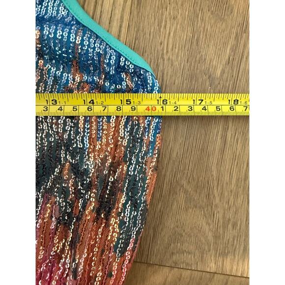 NWT L&B Sequin Multicolor Maxi‎ Dress Slits Adjustable Straps Pink Blue - Picture 6 of 9